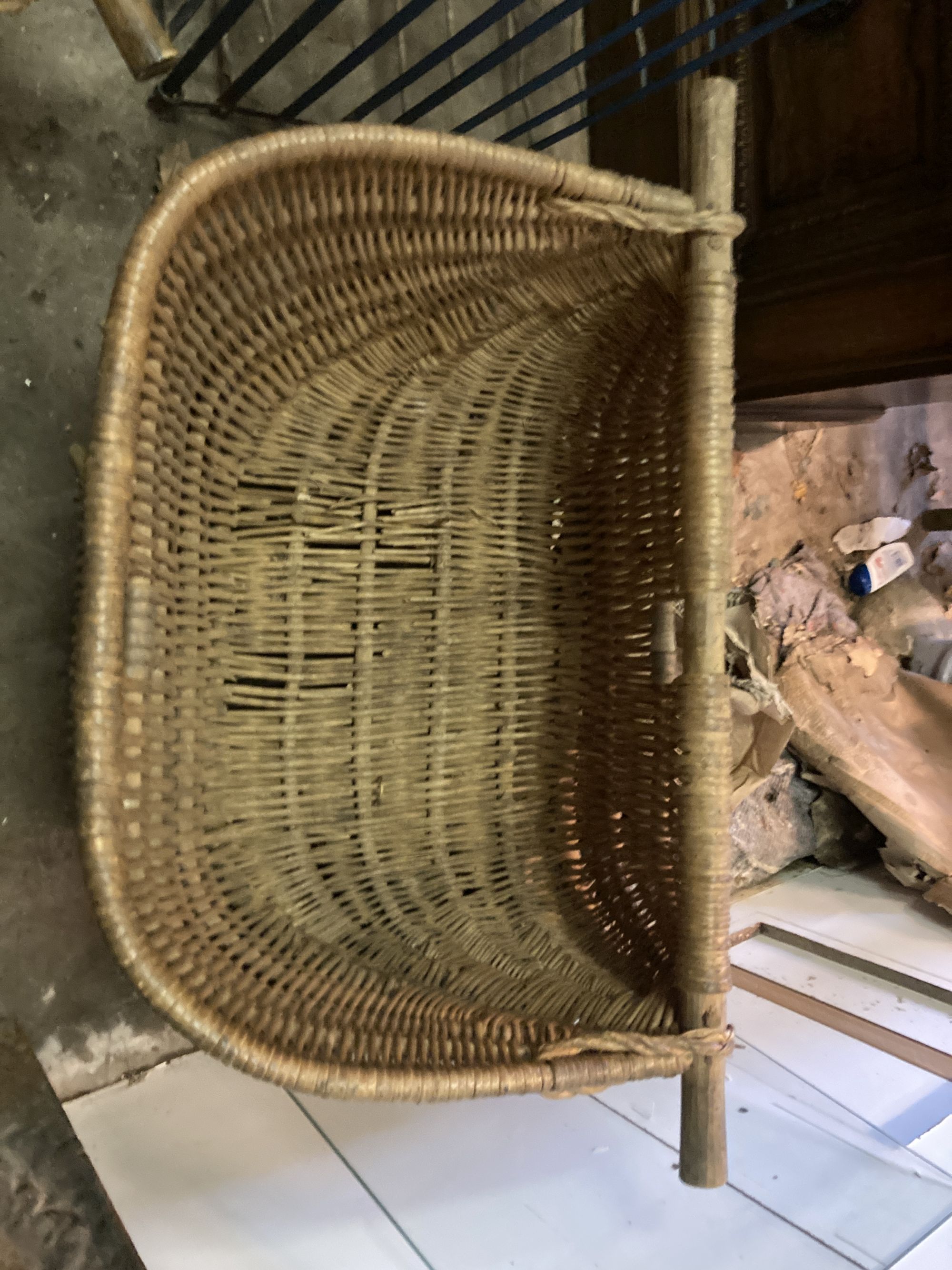 Three wicker grape harvest hods, width 87cm, depth 48cm, height 30cm